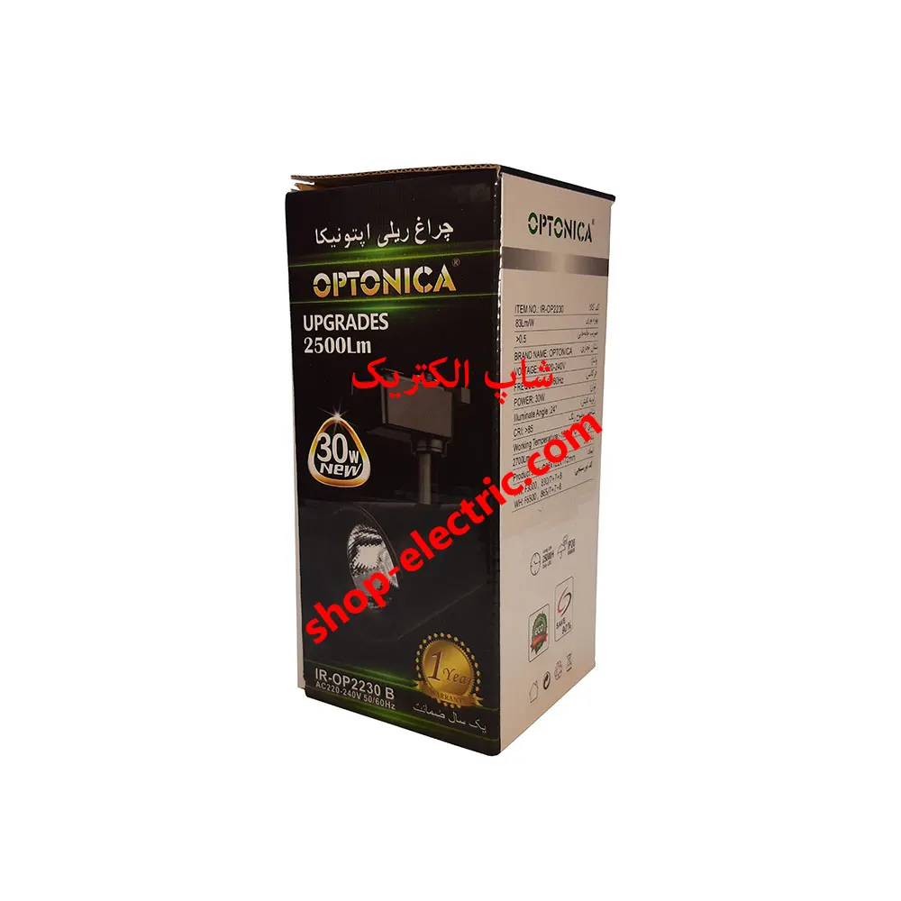 چراغ ریلی ال ای دی 30 وات اپتونیکا بدنه مشکی op2230